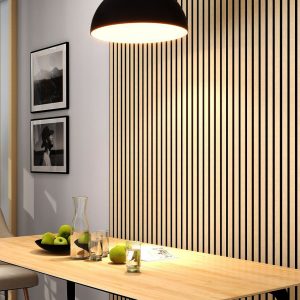 Panneau acoustique mural de l'aube finition chêne golden 520X18X2400mm